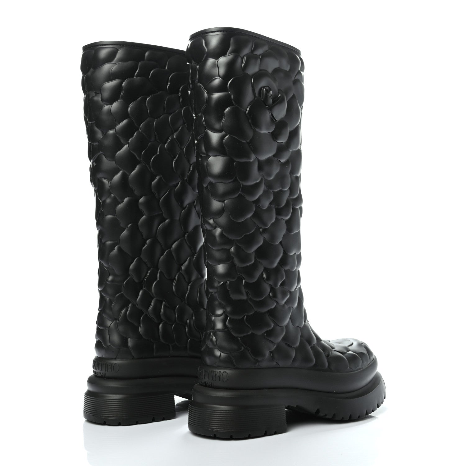 Valentino Garavani Rubber Atelier 03 Rose Edition 30/50mm Tall Rainboots 37 Black 4 of 7
