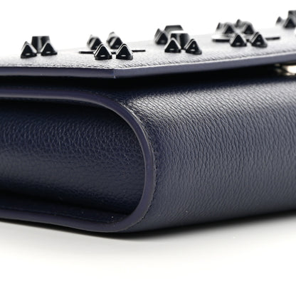 Christian Louboutin Calfskin Spikes Loubinthesky Paloma Clutch Navy 9 of 12