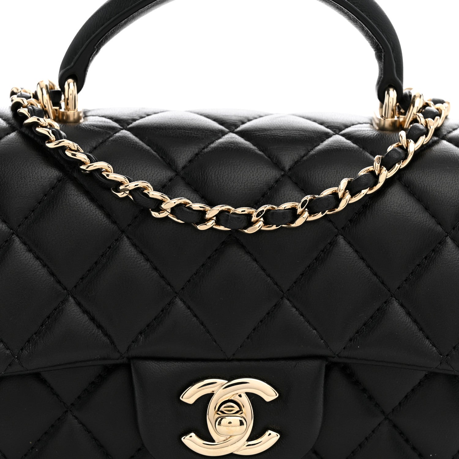 Chanel Lambskin Quilted Mini Top Handle Rectangular Flap Black 8 of 10