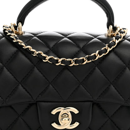 Chanel Lambskin Quilted Mini Top Handle Rectangular Flap Black 8 of 10