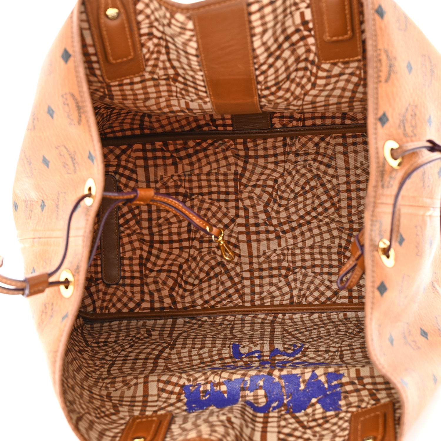 MCM Visetos Large Liz Reversible Shopper Tote Cognac 8 of 26