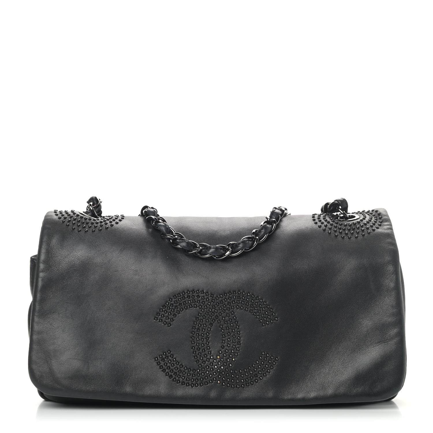 Chanel Lambskin Studded CC East West Flap Black 1 of 11