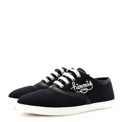 Hermes Canvas Embroidered Innocent Sneakers 37 Black 4 of 9