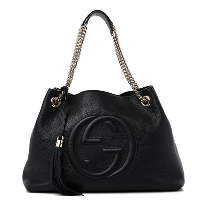 Gucci Pebbled Calfskin Medium Soho Chain Shoulder Bag Black 1 of 11