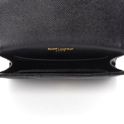 Saint Laurent Grain De Poudre Matelasse Chevron Small Monogram Envelope Wallet Black 5 of 8