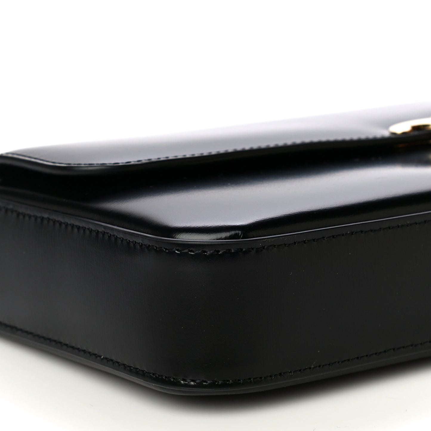 Shiny Calfskin Triomphe Chain Bag Black