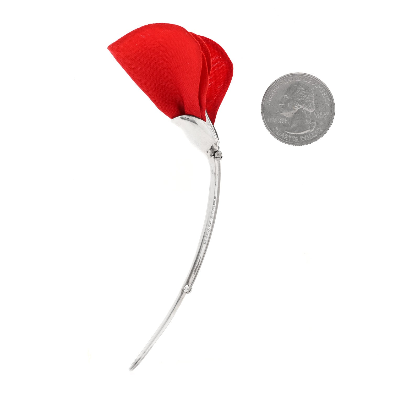 Tiffany Sterling Silver Silk Elsa Peretti Amapola Flower Brooch 2 of 3