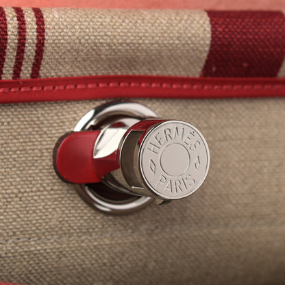 Hermes Vache Hunter Toile H Vibration Herbag Zip 31 PM Bordeaux Ficelle Rouge Piment 7 of 12