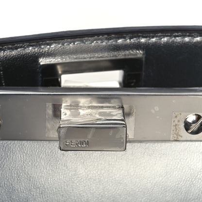 Fendi Crystal Vitello Laminato FF Petite Peekaboo I SEE U Satchel Crystal Argento 6 of 14