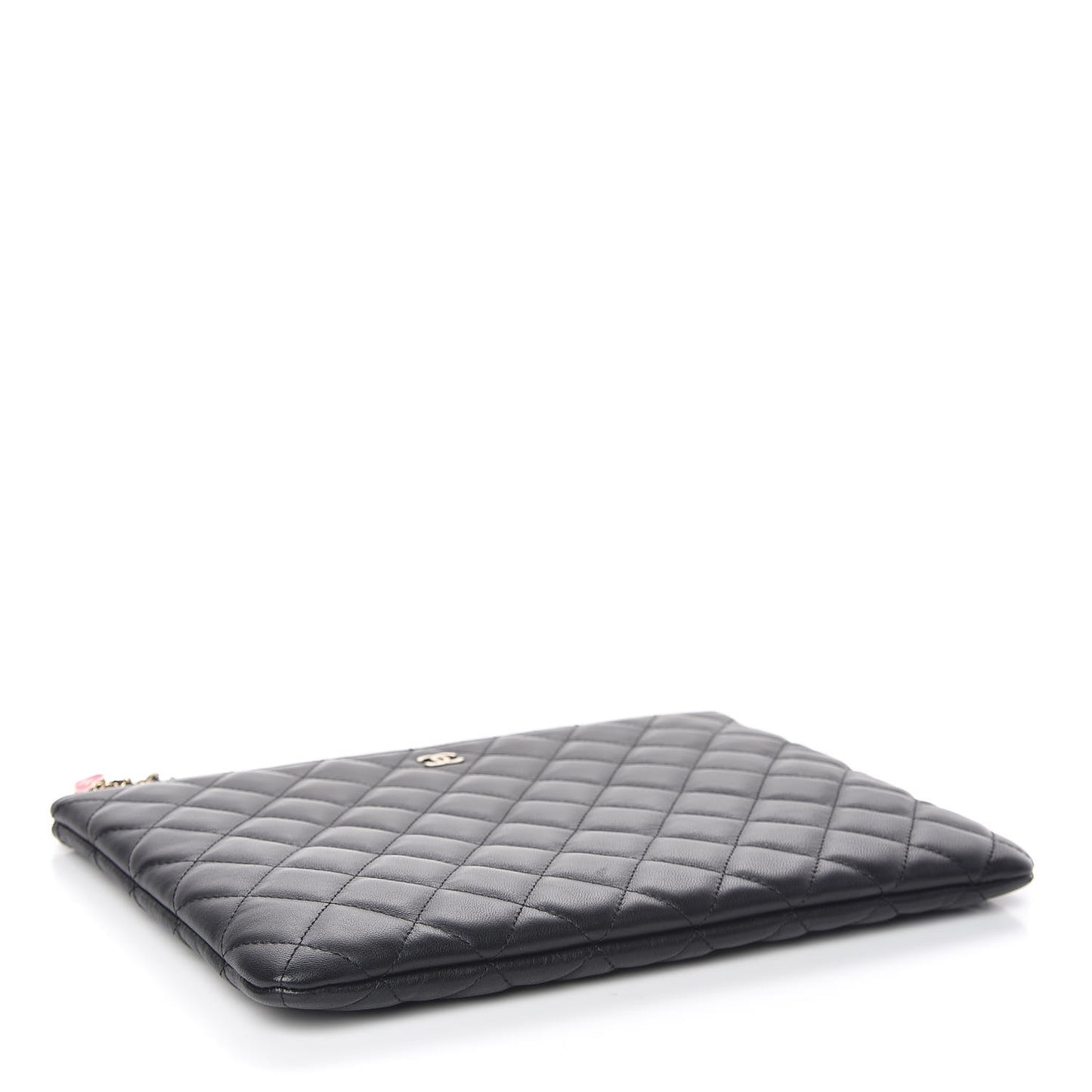 Lambskin Quilted Medium Casino Beauty CC Cosmetic Case Black