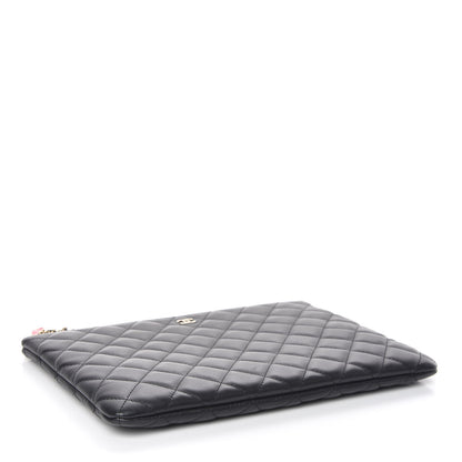 Chanel Lambskin Quilted Medium Casino Beauty CC Cosmetic Case Black 4 of 10