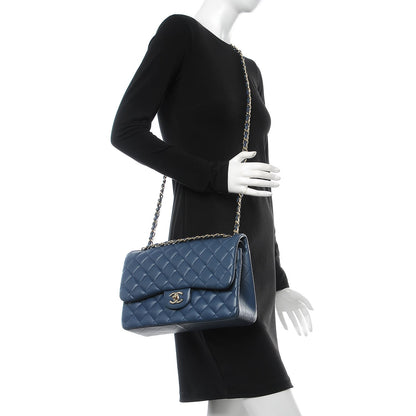 Chanel Lambskin Quilted Jumbo Double Flap Dark Blue 2 of 11