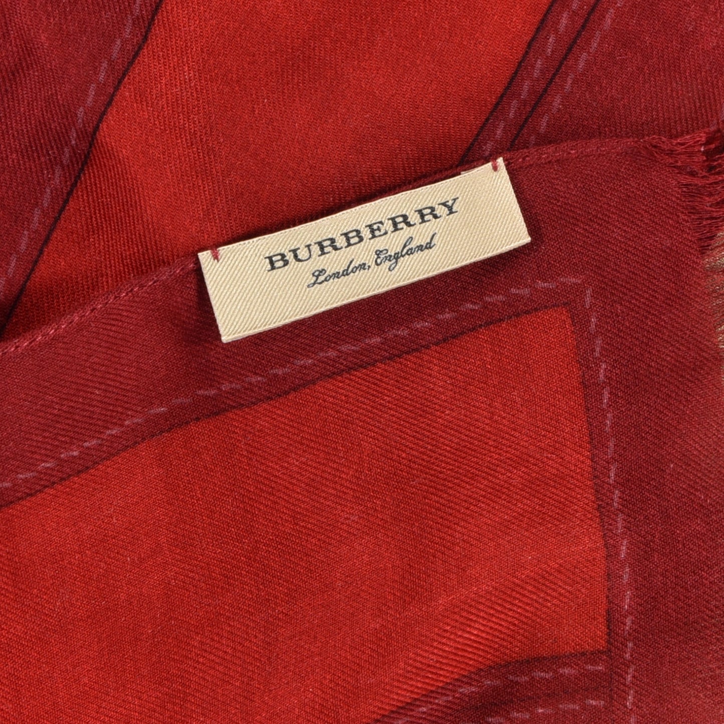 Modal Cashmere Haymarket Check Color Border Scarf Red