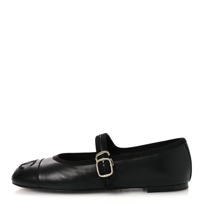Chanel Lambskin Mary Jane Flats 37.5 Black 1 of 11