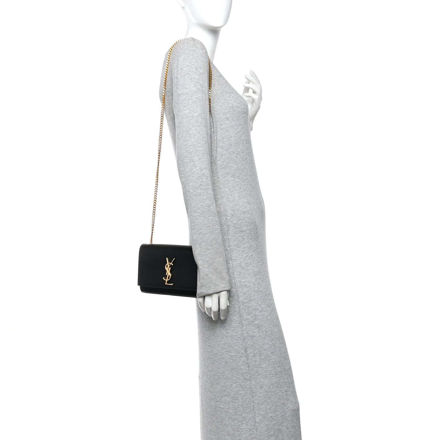 Saint Laurent Grain De Poudre Small Monogram Kate Satchel Black 2 of 10