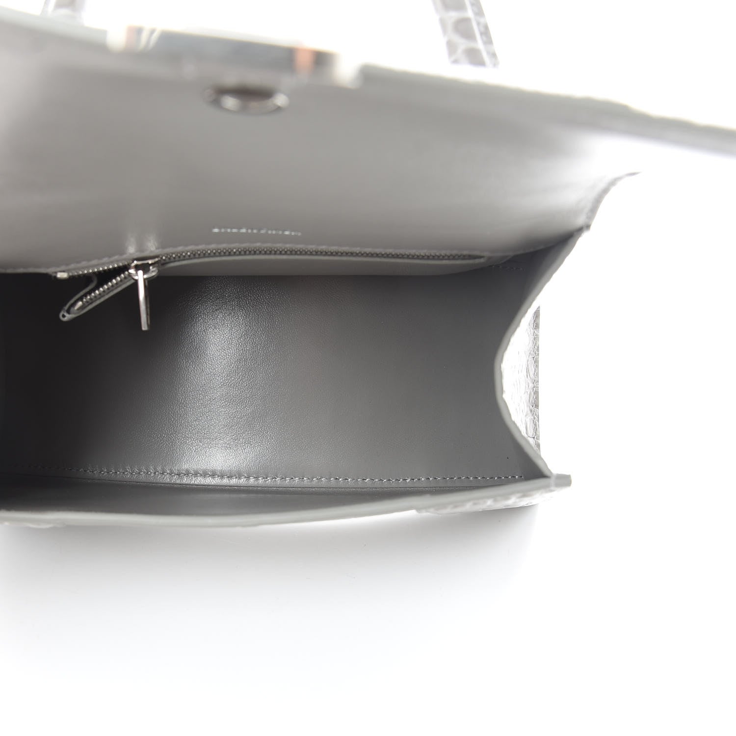 Balenciaga Calfskin Crocodile Embossed Small Hourglass Top Handle Bag Grey 5 of 11