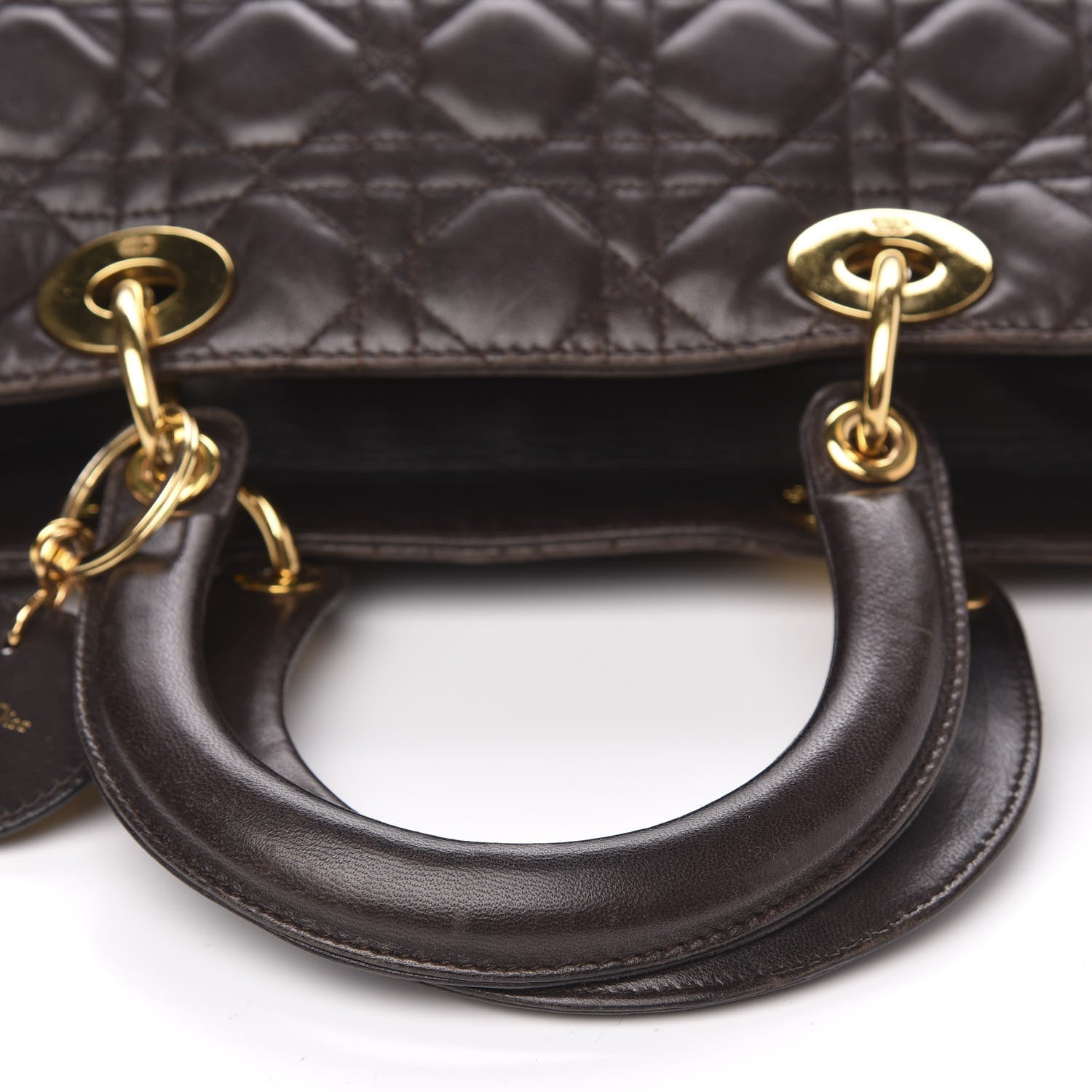 Christian Dior Lambskin Cannage Large Lady Dior Dark Brown 11 of 12