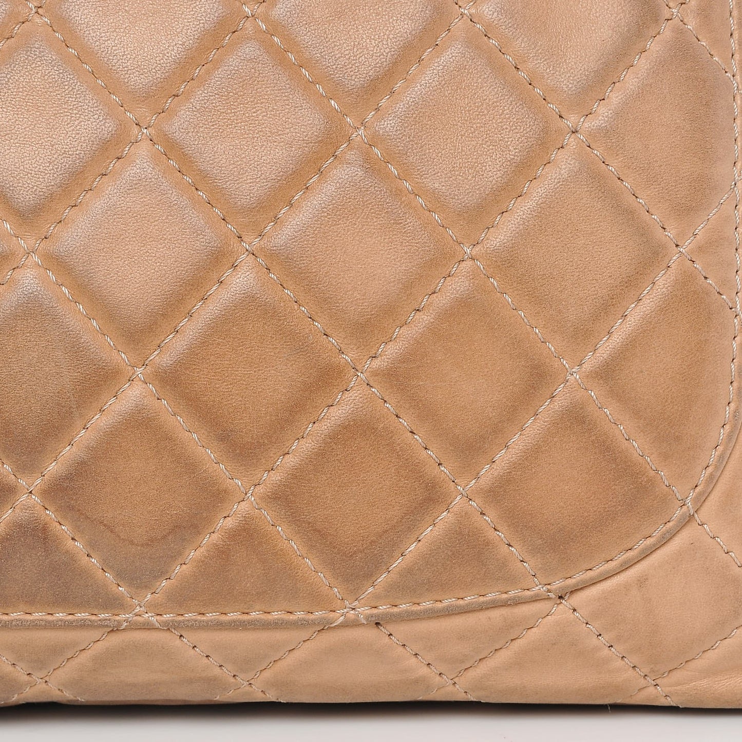 Lambskin Quilted Maxi Single Flap Beige