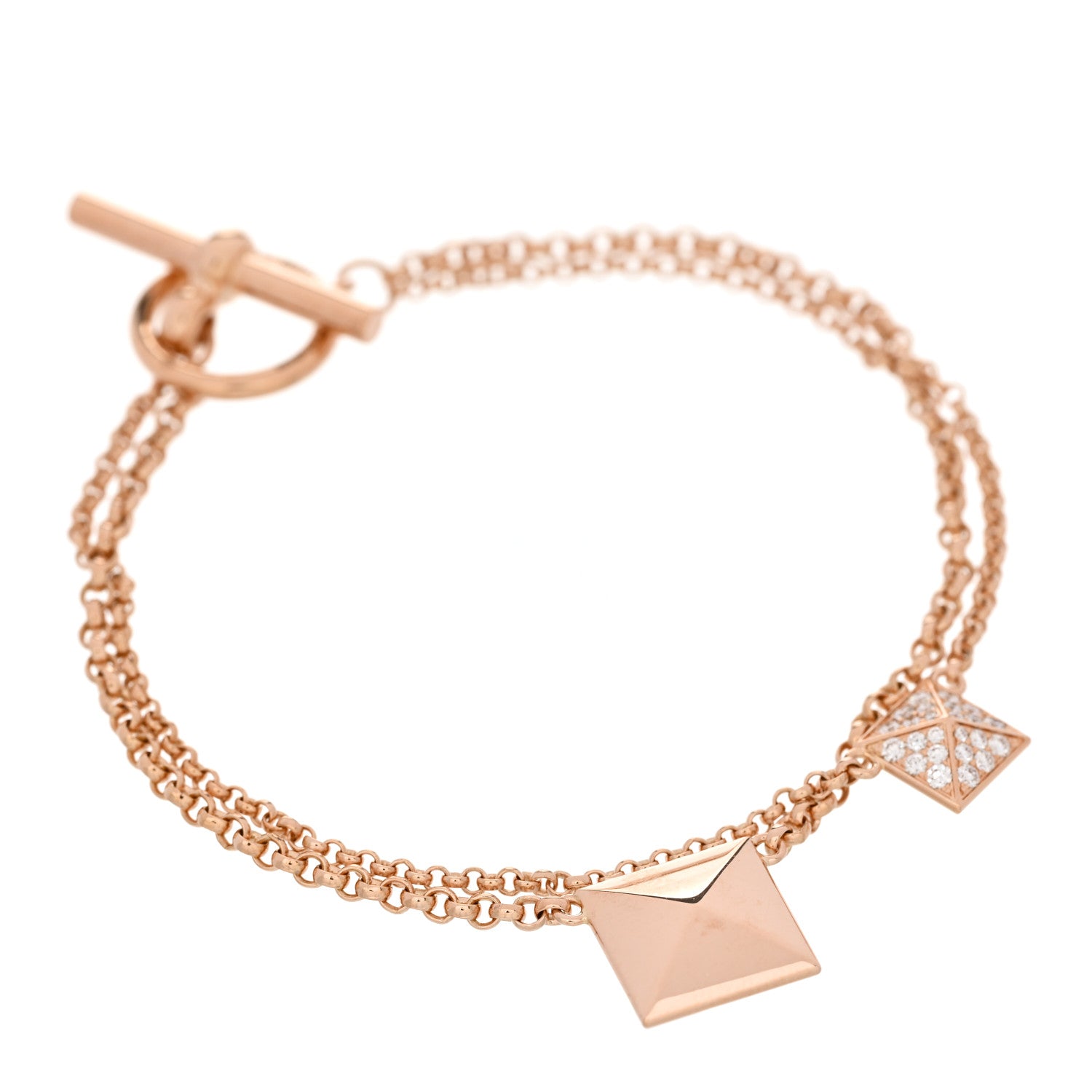 Hermes 18K Rose Gold Diamond Clou d'H Bracelet 1 of 3