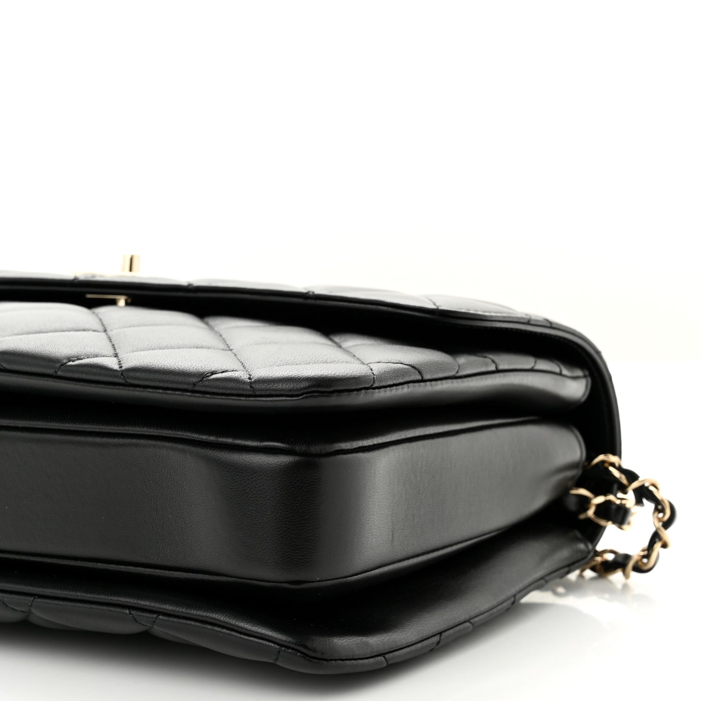 Lambskin Quilted Medium Trendy CC Flap Dual Handle Bag Black
