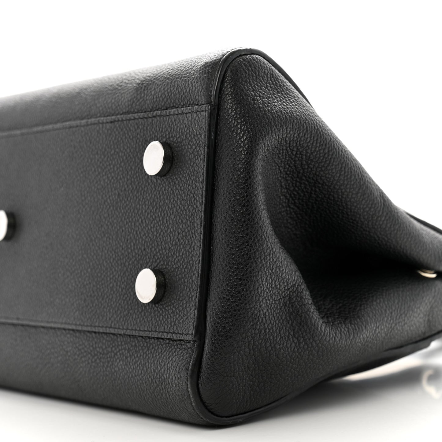 Grained Calfskin Small Cabas Rive Gauche Black