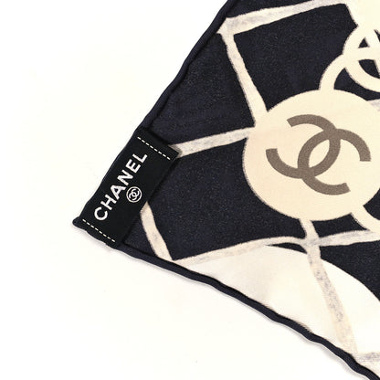 Chanel Silk Camellia CC Square Scarf Black 4 of 4