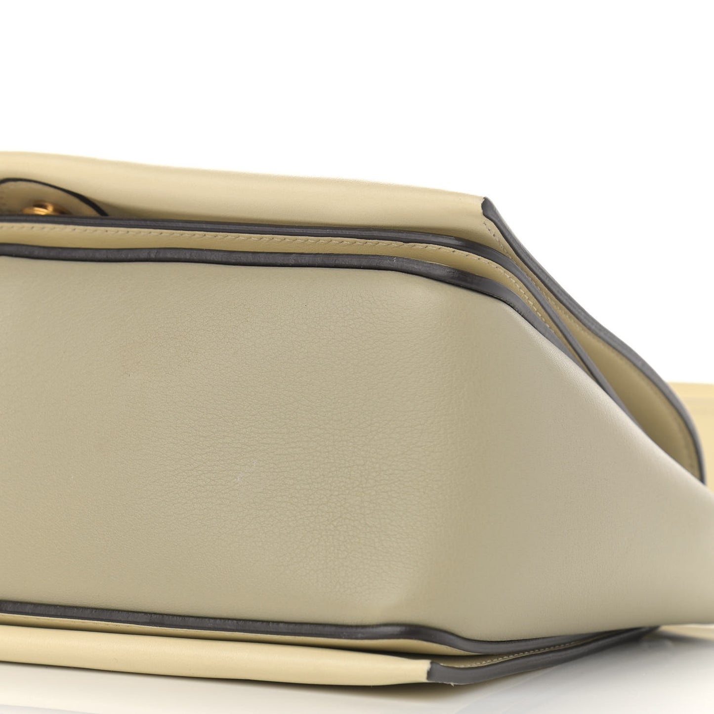 Shiny Smooth Calfskin Medium Frame Shoulder Bag Chalk Mastic