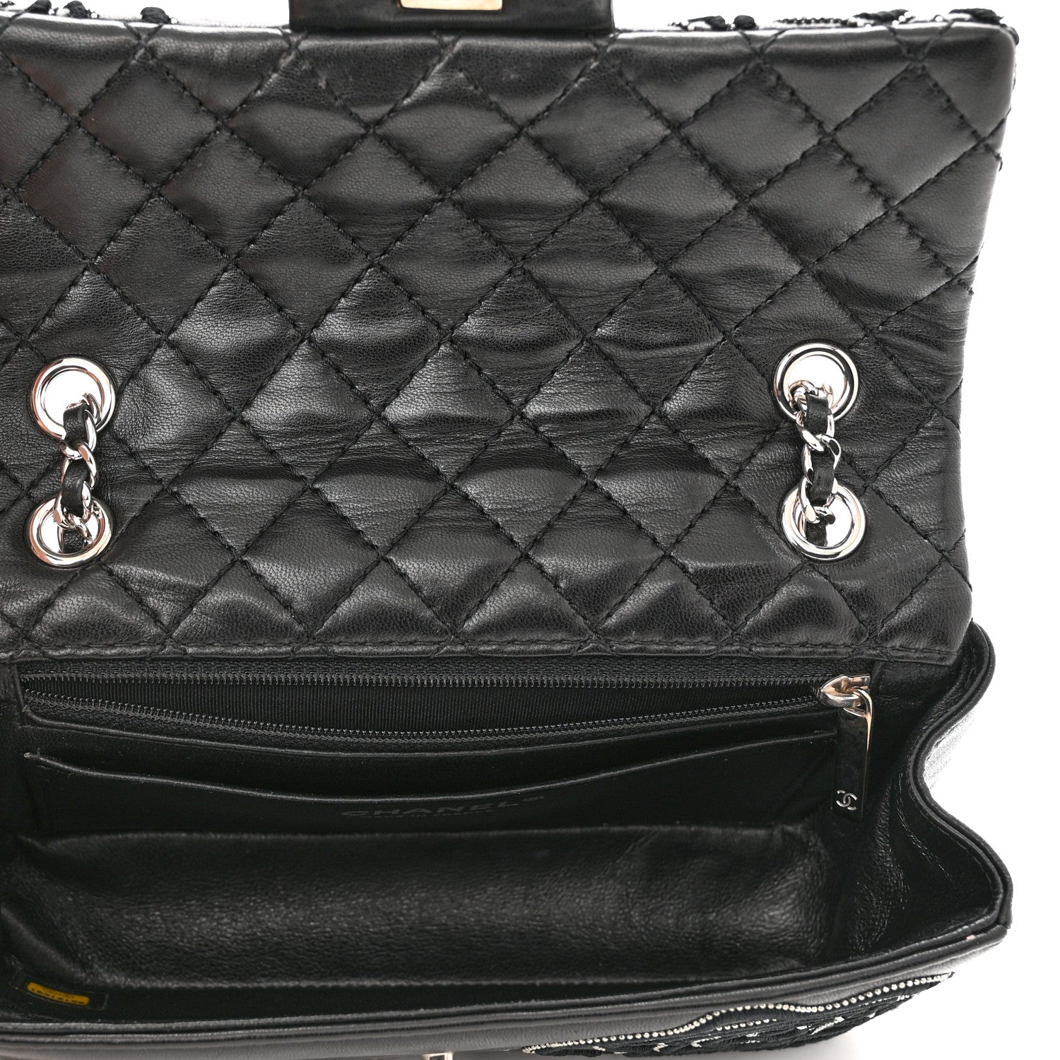 Chanel Lambskin Embroidered Camellia Follies Flap Black 4 of 10