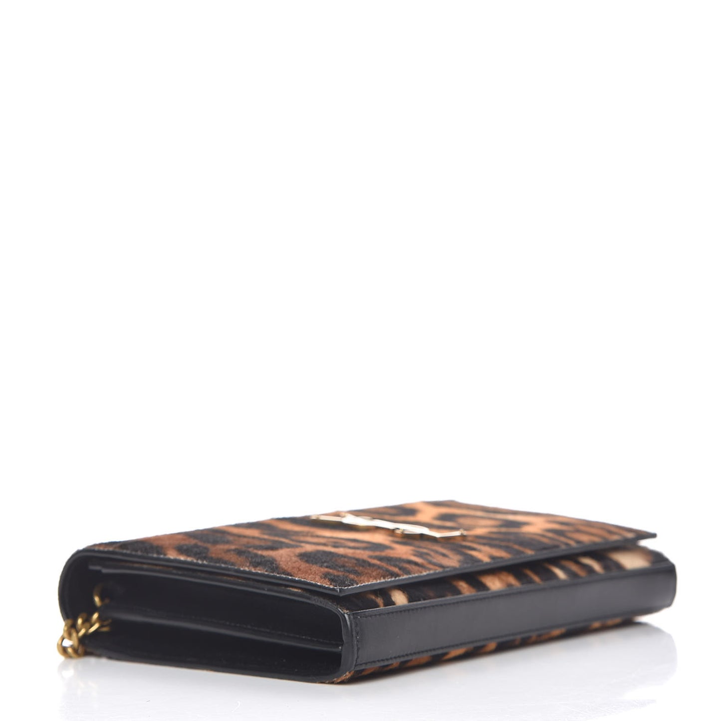 Calf Hair Monogram Chain Wallet Leopard