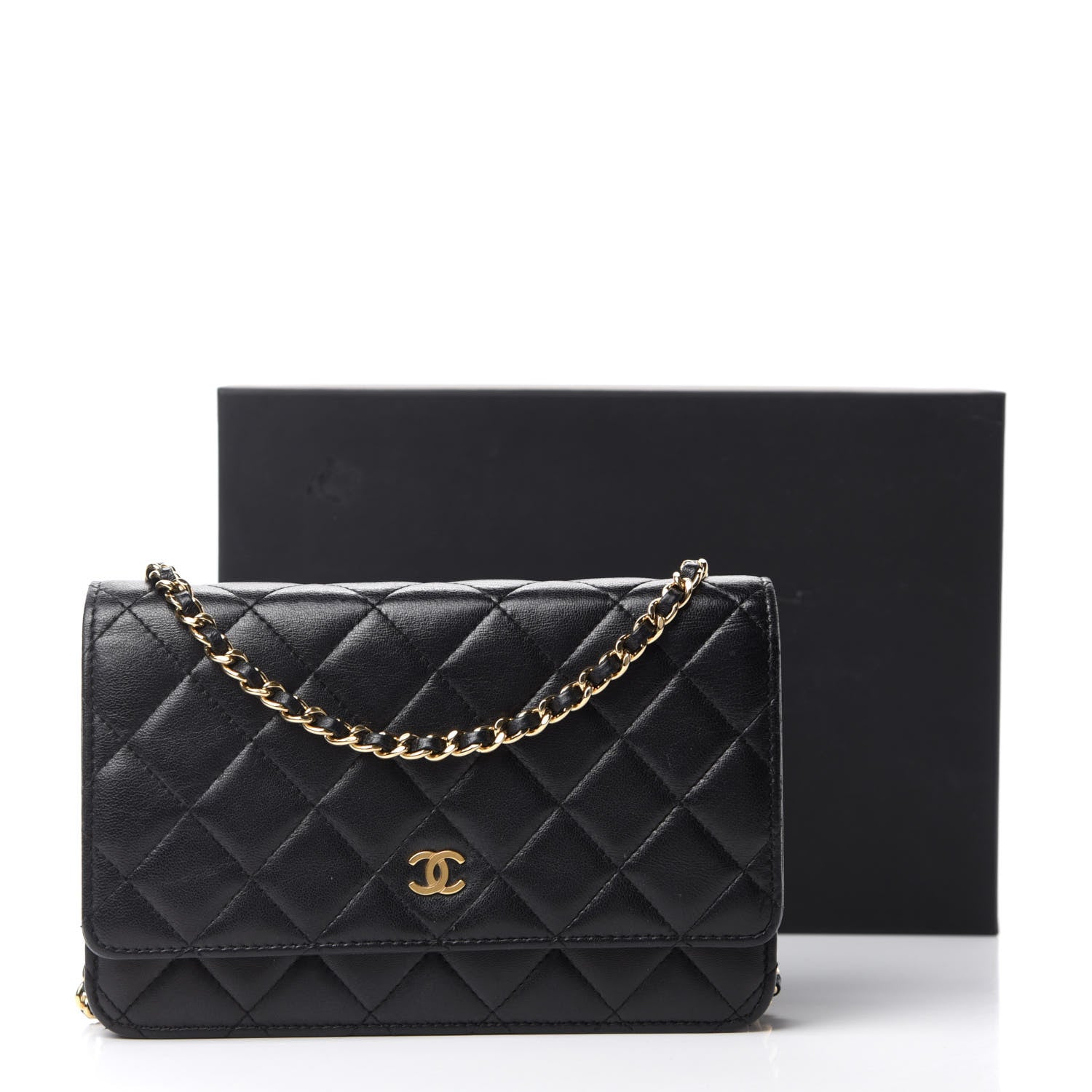 Chanel Lambskin Quilted Wallet On Chain WOC Black 13 of 13