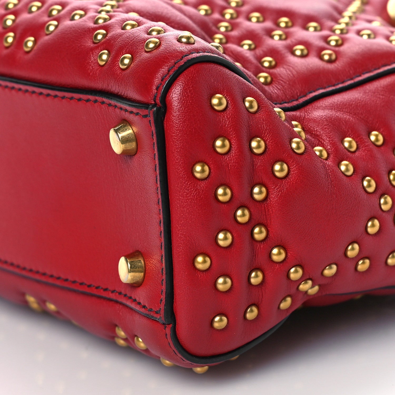 Christian Dior Lambskin Studded Mini Supple Lady Dior Red 7 of 7