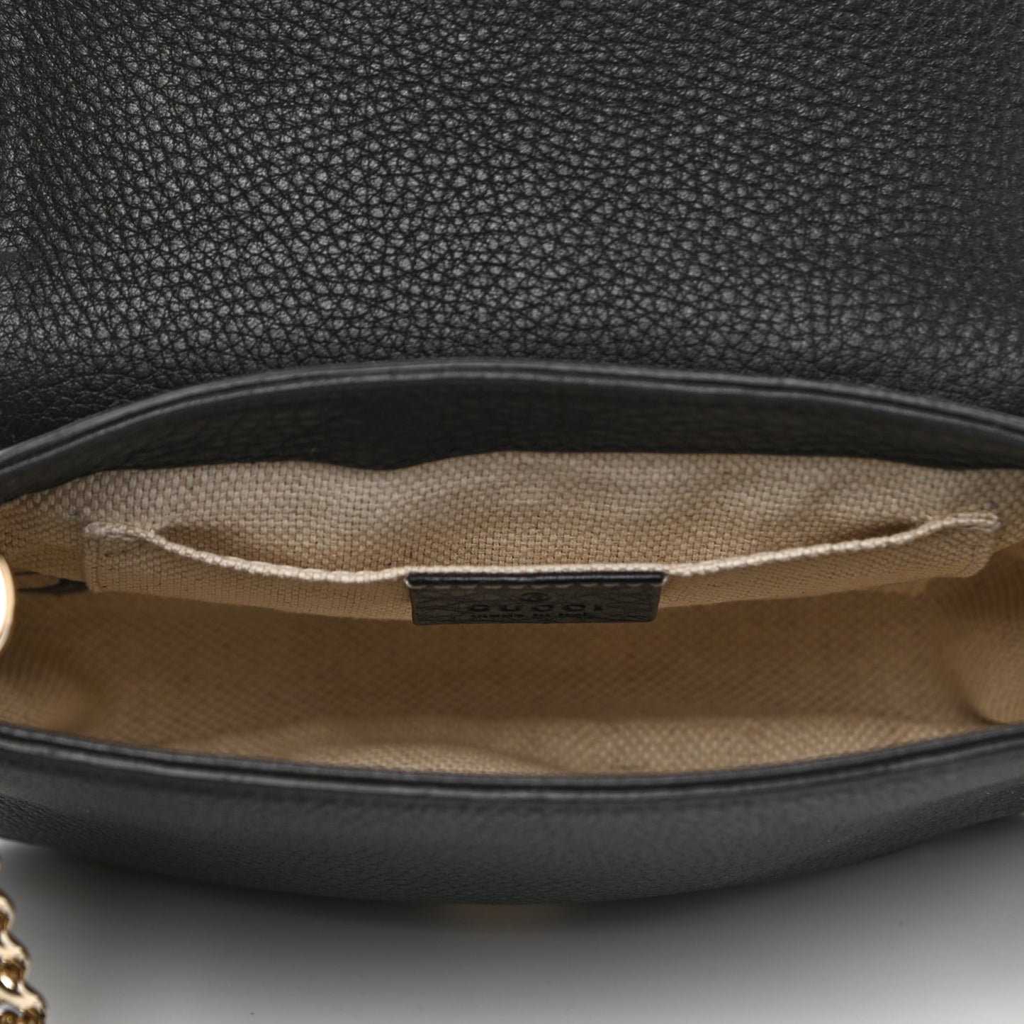 Pebbled Calfskin Small Soho Flap Crossbody Black