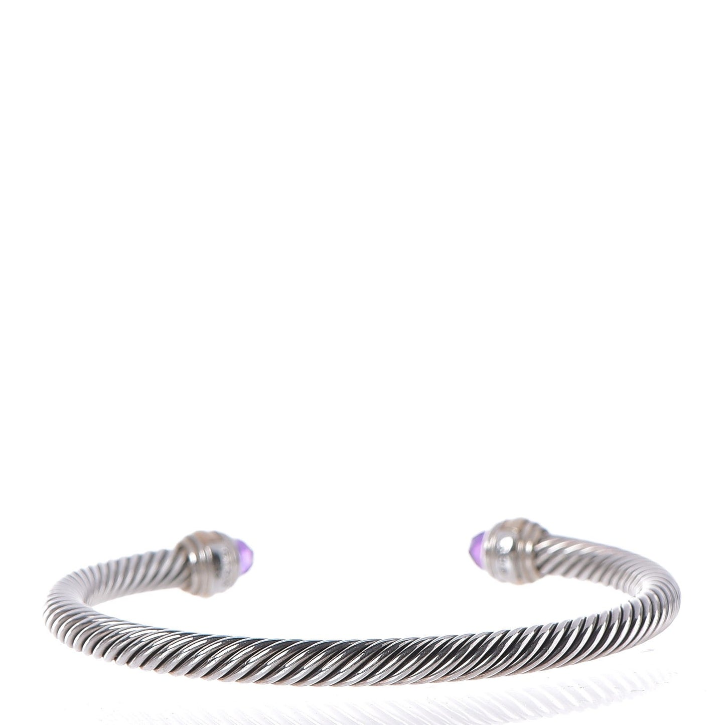 Sterling Silver 14K Yellow Gold Amethyst 5mm Cable Classics Bracelet