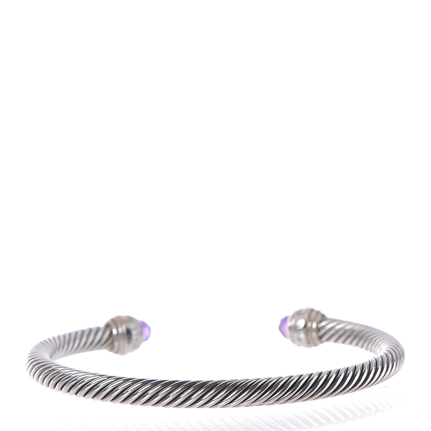 David Yurman Sterling Silver 14K Yellow Gold Amethyst 5mm Cable Classics Bracelet 3 of 5