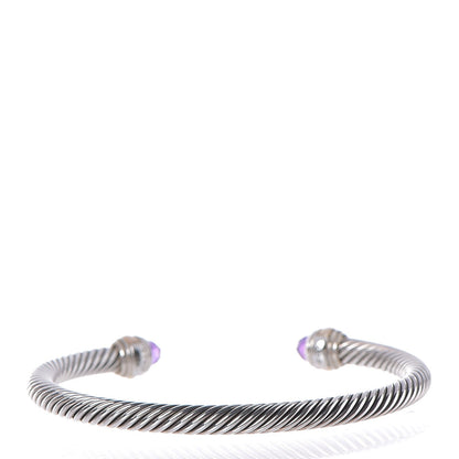 David Yurman Sterling Silver 14K Yellow Gold Amethyst 5mm Cable Classics Bracelet 3 of 5