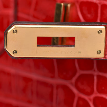 Hermes Shiny Porosus Crocodile Birkin 35 Braise 18 of 31