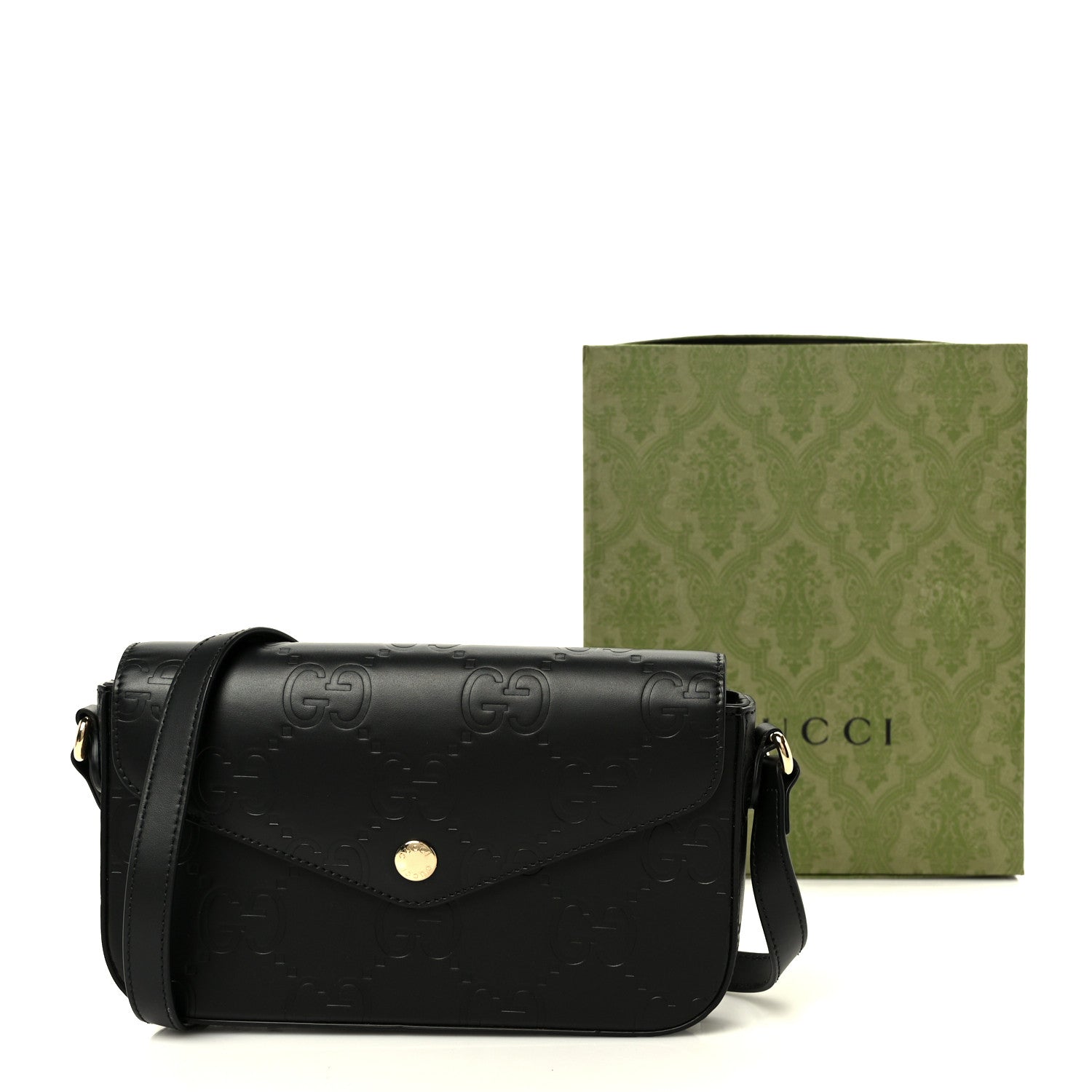 Gucci Gilbert Calfskin GG Super Mini Shoulder Bag Black 21 of 21