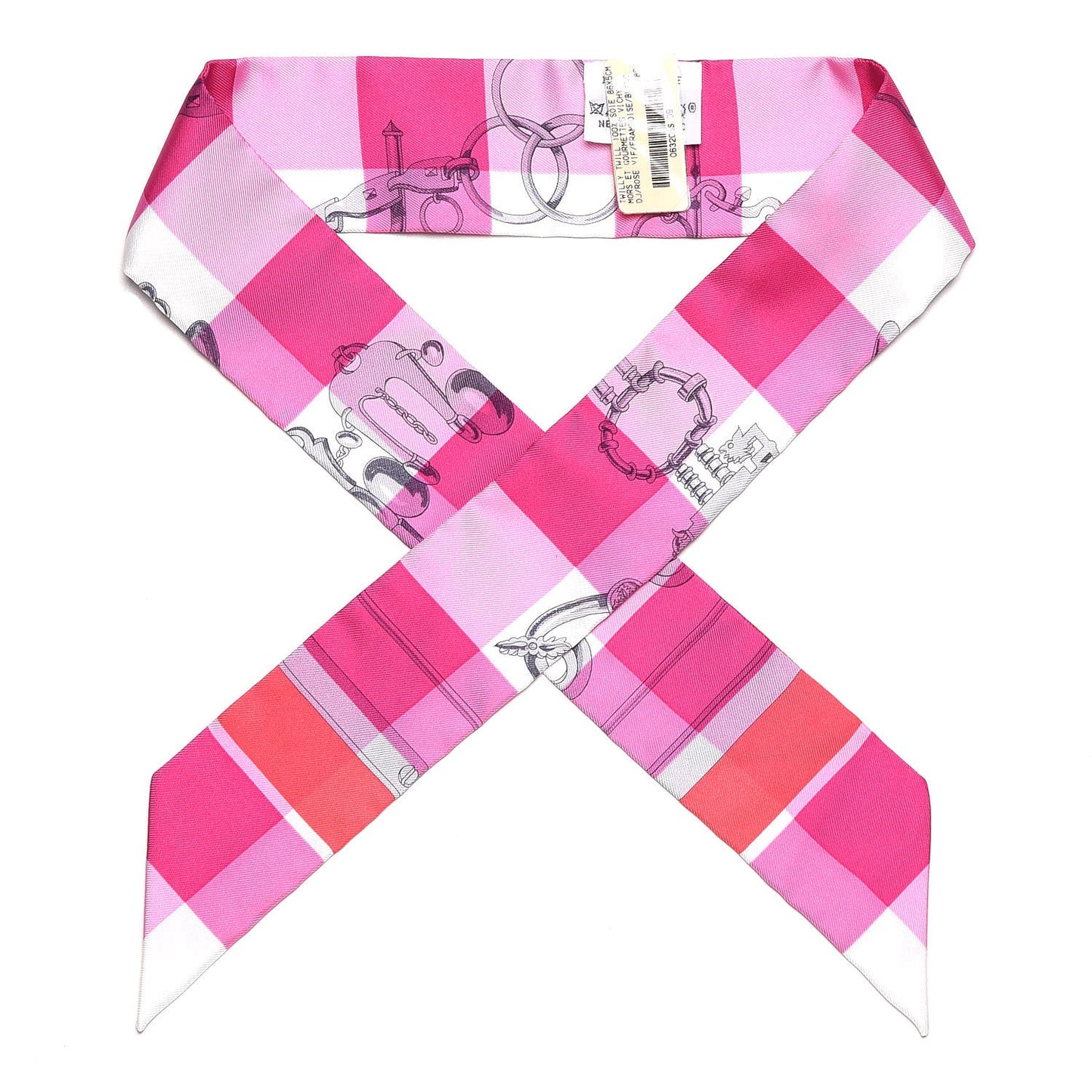 Silk Mors Et Gourmettes Vichy Twilly Rose Vif Framboise White