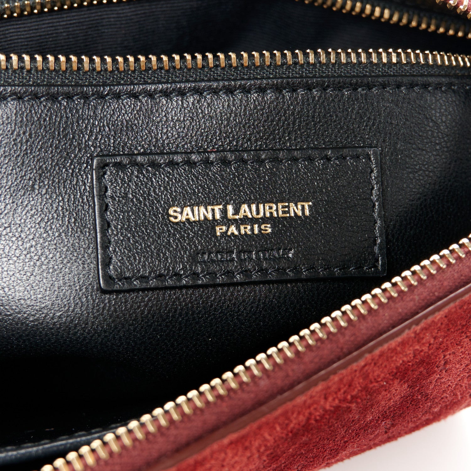 Saint Laurent Suede All-Over Monogram Crossbody Burgundy 7 of 11