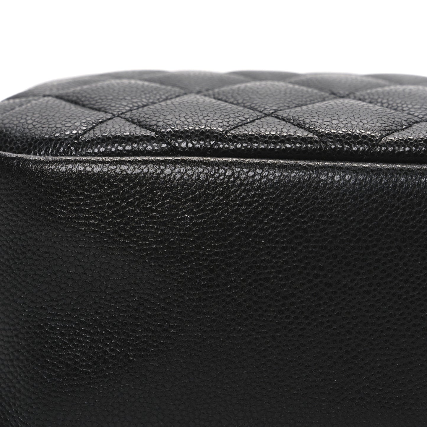 Caviar Quilted Medium Curvy Pouch Cosmetic Case Black