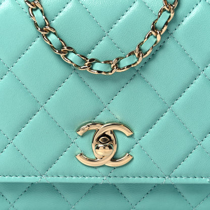 Chanel Lambskin Quilted Trendy CC Wallet On Chain WOC Turquoise 9 of 13