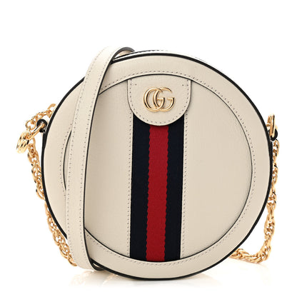 Gucci Textured Calfskin Web Mini Ophidia Round Shoulder Bag Mystic White 1 of 12