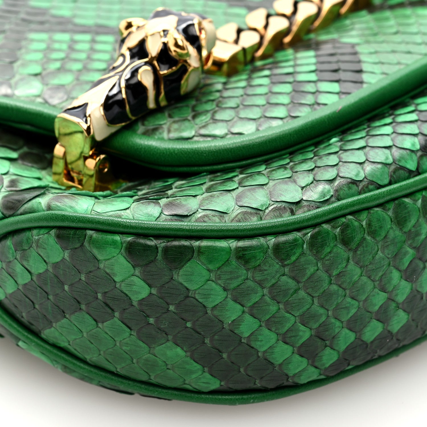 Gucci Snakeskin Tigrette Shoulder Bag Green 9 of 11