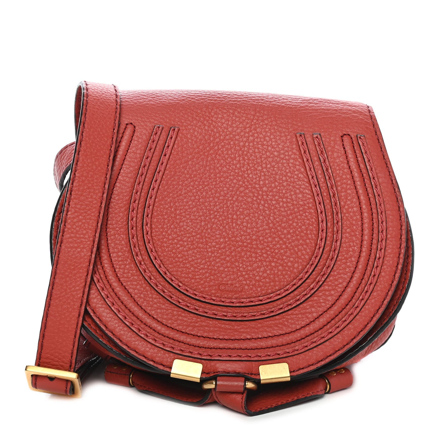 Calfskin Mini Marcie Round Crossbody Bag Brick
