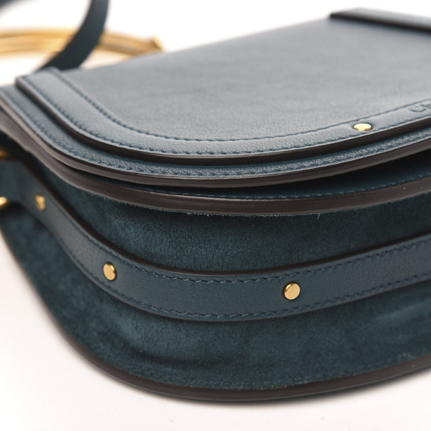 Calfskin Suede Small Nile Bracelet Bag Teal