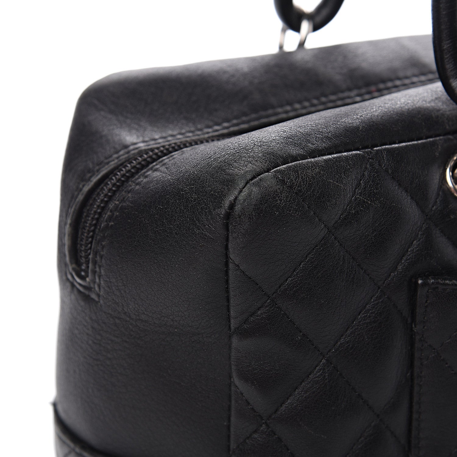 Chanel Calfskin Quilted Large Cambon Bowler Black White 13 of 17