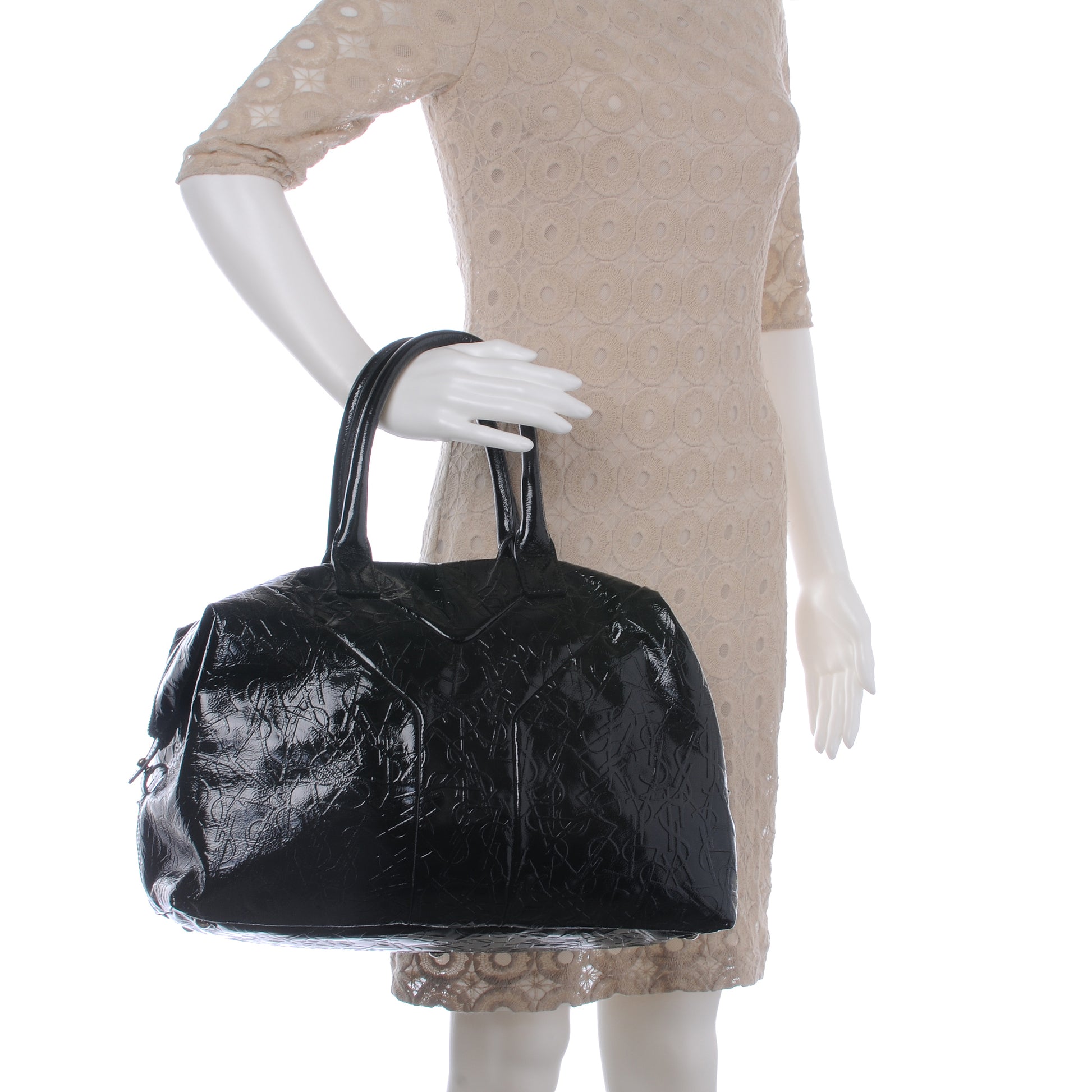 Saint Laurent Embossed Patent Medium Easy Sac Black 2 of 7