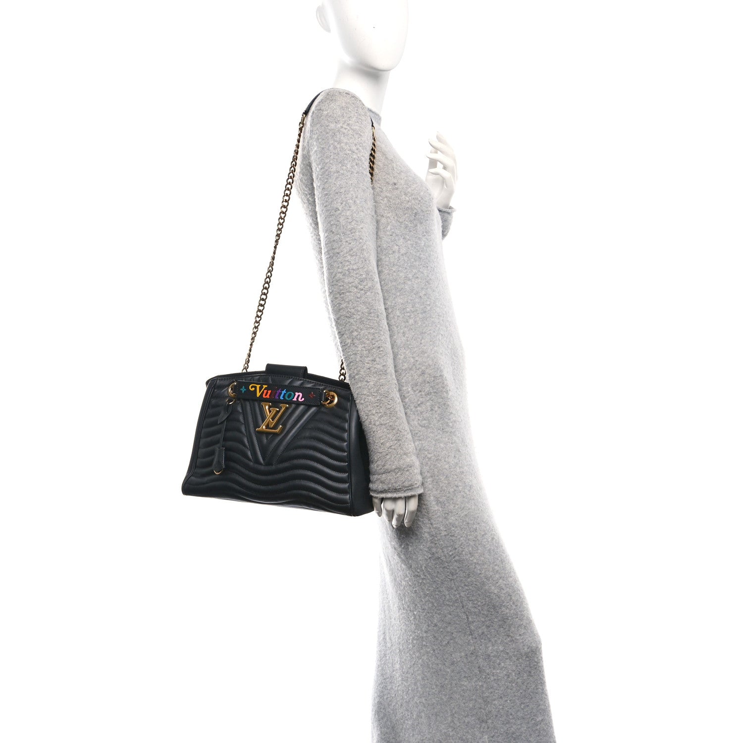 Louis Vuitton Calfskin New Wave Chain Tote Black 2 of 11