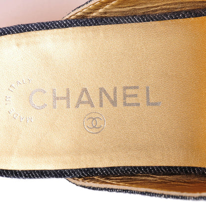 Chanel Denim Wooden CC Clogs 41 Blue 7 of 7