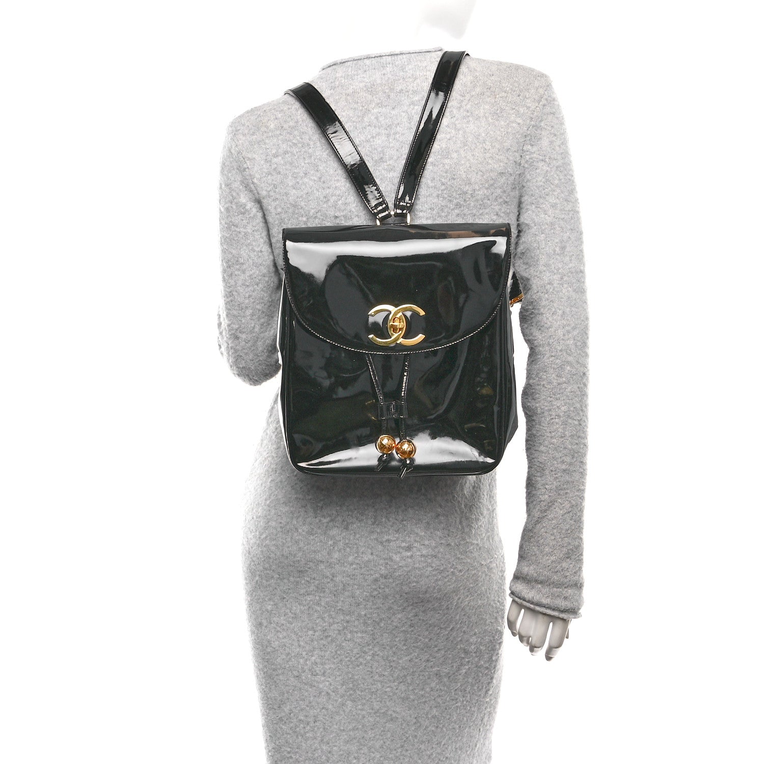 Chanel Patent CC Drawstring Backpack Black 2 of 10